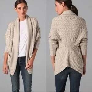 Vince Cable Knit Cocoon‎ Cardigan Open Front Pockets Yak Wool Blend XS